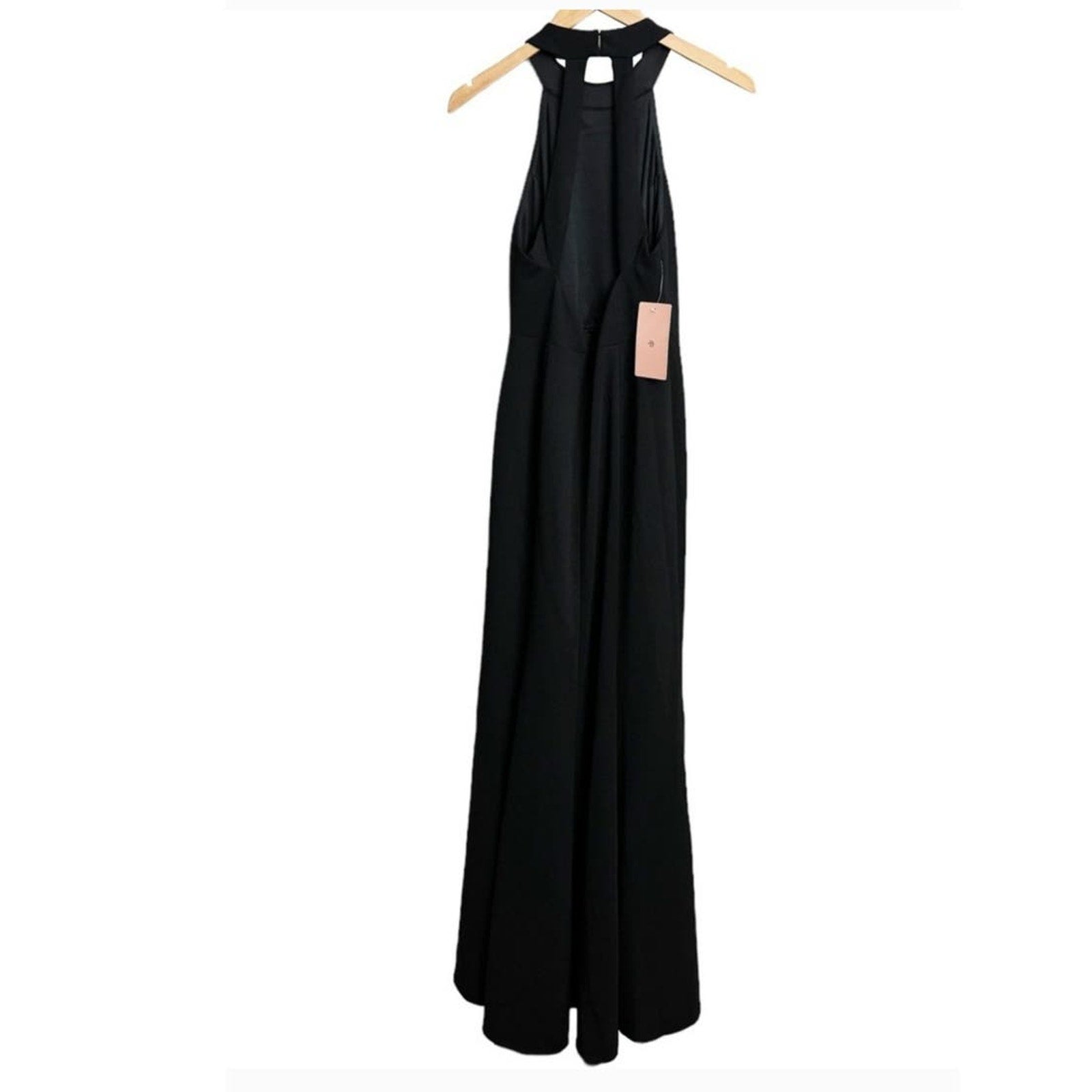 New Anthropologie BHLDN Lennox Halter Open-Back Side-Slit Stretch Crepe Gown 16