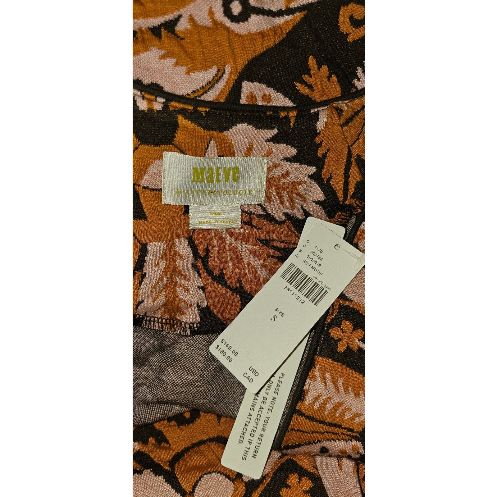 Anthropologie Maeve Bell-Sleeve Mini Dress $160 SMALL Brown
