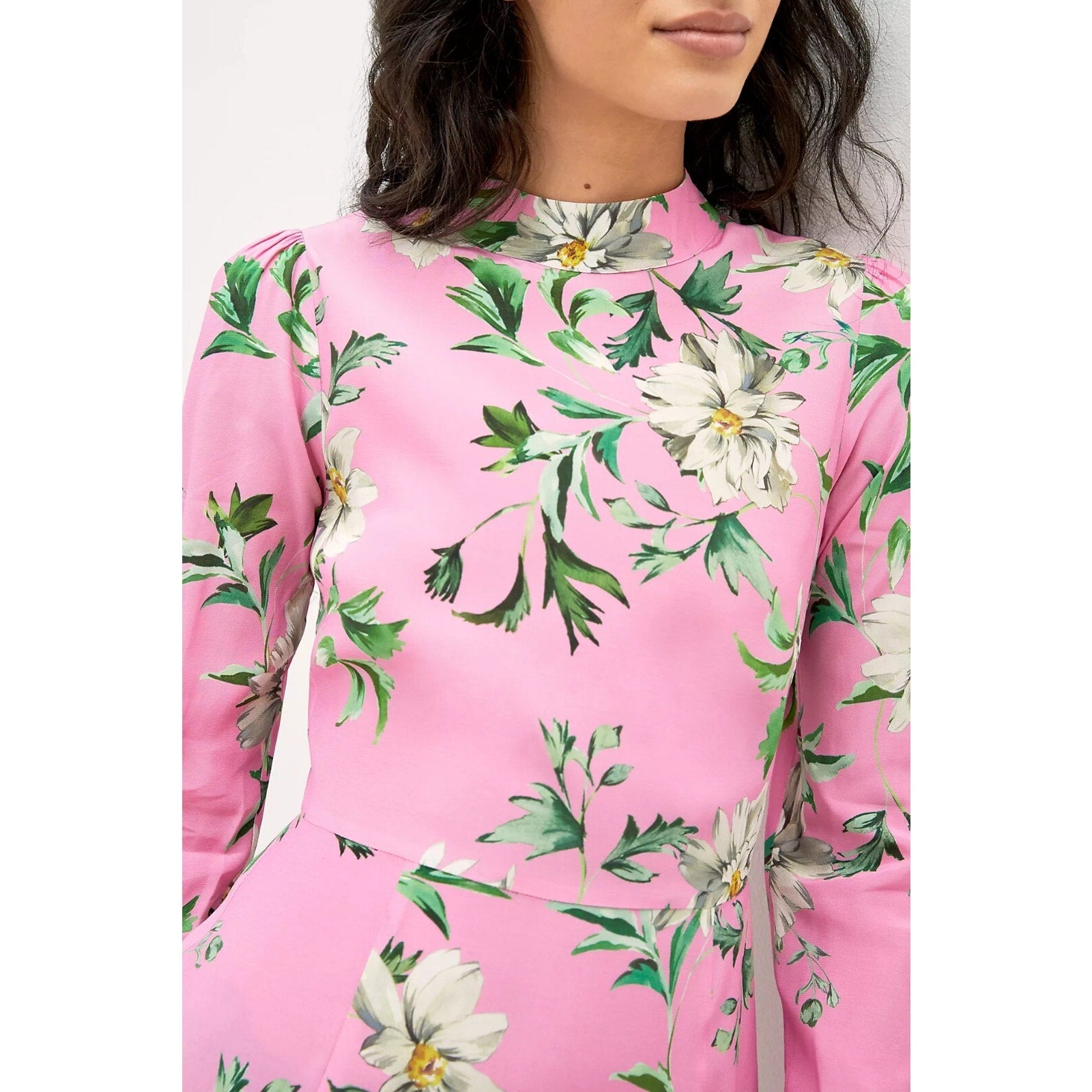 New Anthropologie Yumi Kim Morning Grace Floral Mini Dress Sz S Long-Sleeve Pink