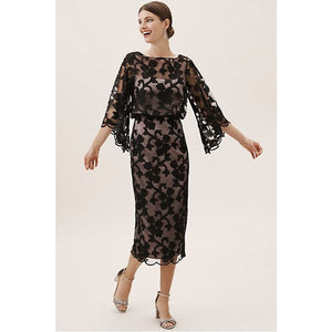 Anthropologie BHLDN JS Collection Sidonie Dress SIZE 6 Black/Nude Midi