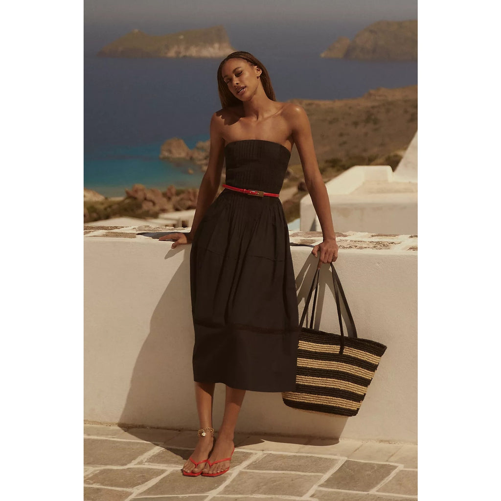 Anthropologie Cotton Poplin Strapless Midi Dress