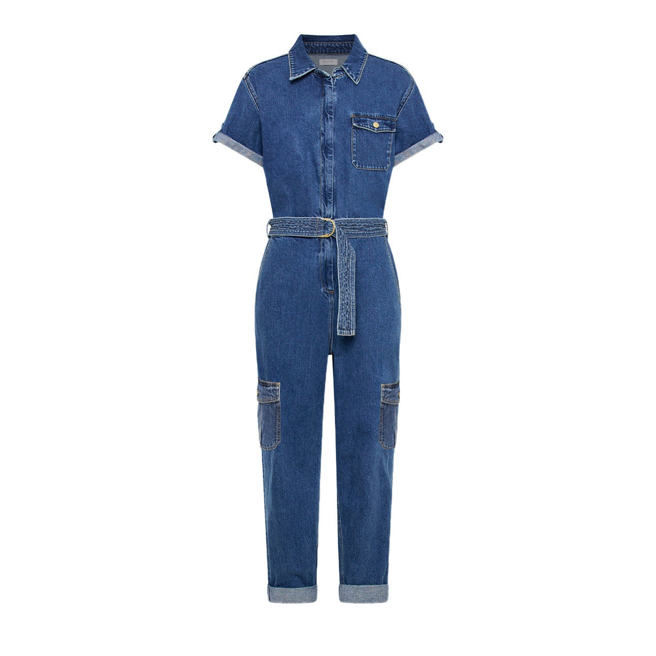 Anthropologie x KIVARI Natalie Short-Sleeve Denim Jumpsuit $300 XXS US Sz 0