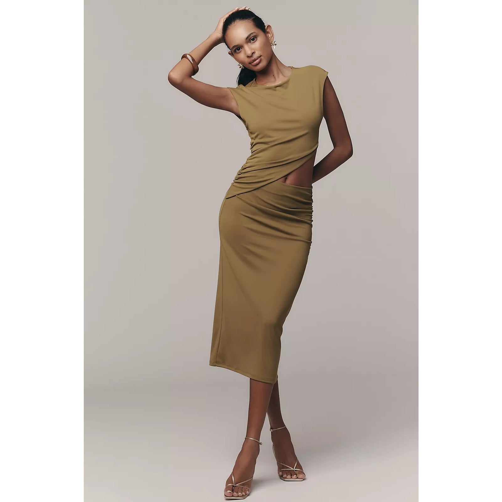 Anthropologie Sleeveless Cutout Knit Midi Dress MEDIUM Green Anthropologie