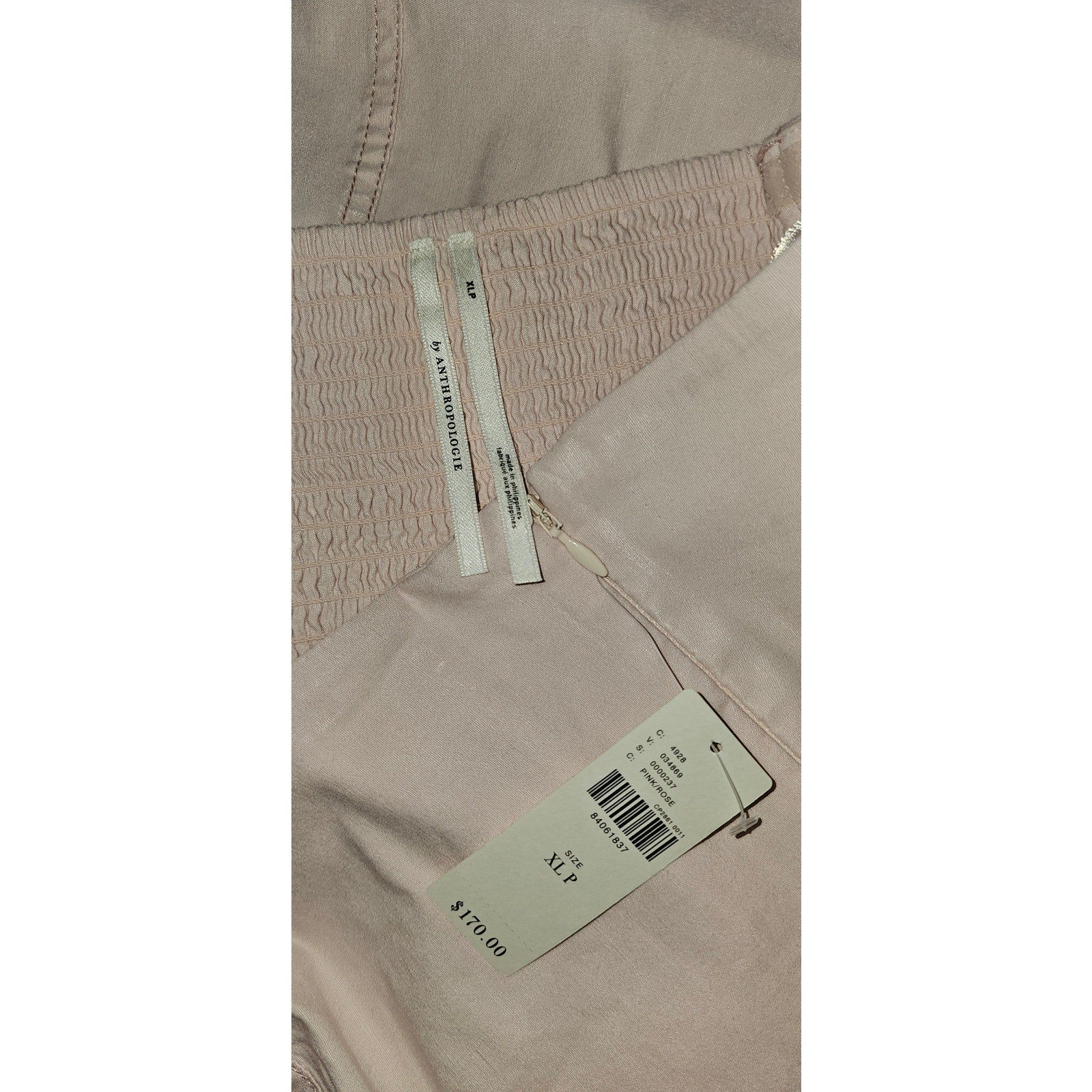 New By Anthropologie Strapless Side-Slit Dress $170 XL PETITE Pink Knee Length