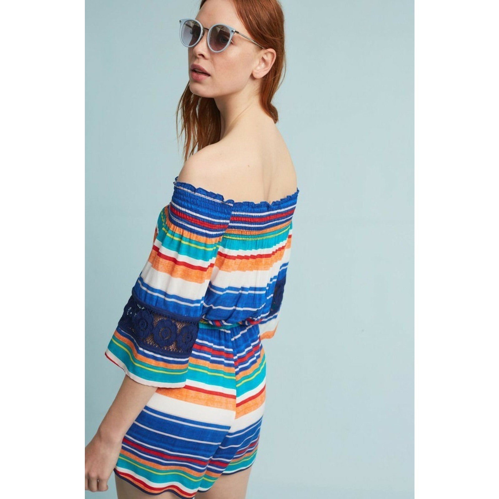 New Anthropologie Tucson Off-The-Shoulder Romper By Plenty Tracy Reese $148 XL