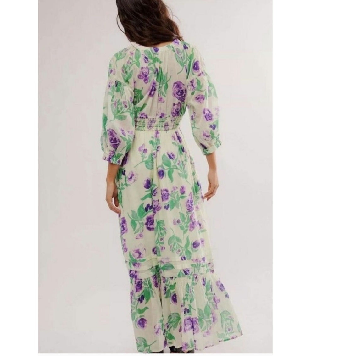 New Free People Golden Hour Floral Maxi Dress $168  X-SMALL Purple Green Boho