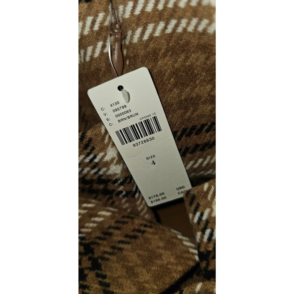 Anthropologie Strapless Belted Midi Dress $178 SIZE 4 Brown PLAID WOOL