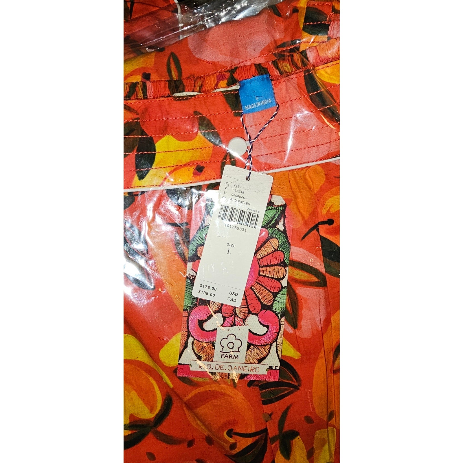 New Anthropologie Farm Rio Tiered Flare-Hem Midi Skirt $178 Large Red Fruit