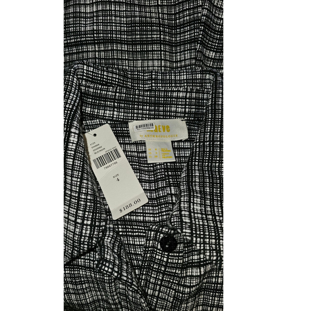 New ANTHROPOLOGIE Maeve Sleeveless Plaid Jumpsuit BELTED $188 SIZE 4 B & W