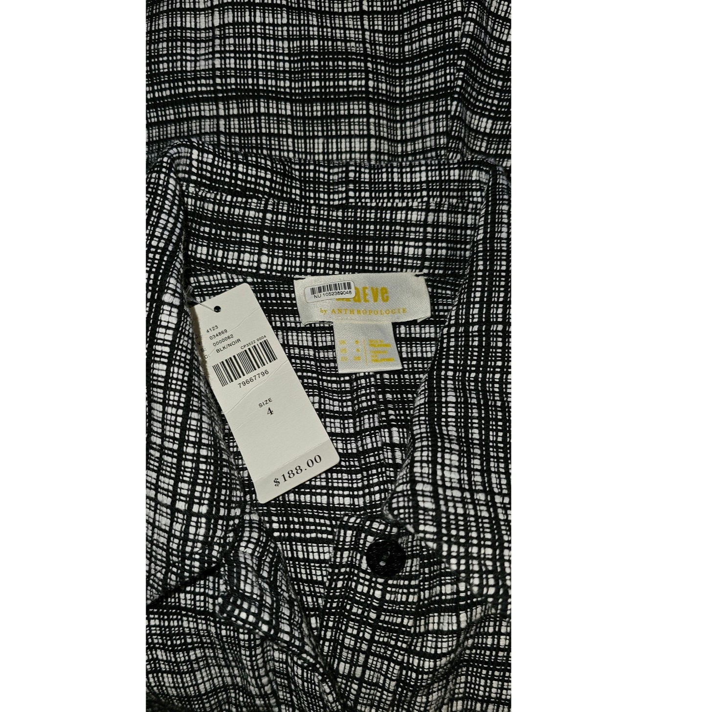 New ANTHROPOLOGIE Maeve Sleeveless Plaid Jumpsuit BELTED $188 SIZE 4 B & W