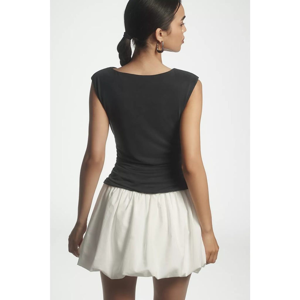 Anthropologie Bubble Twofer Ruched Mini Dress X-LARGE Black & White Anthropologie