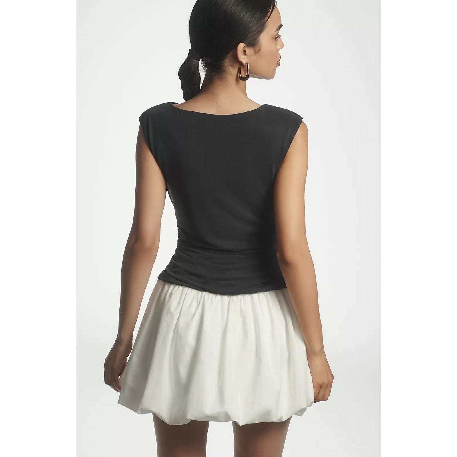 Anthropologie Bubble Twofer Ruched Mini Dress X-LARGE Black & White Anthropologie