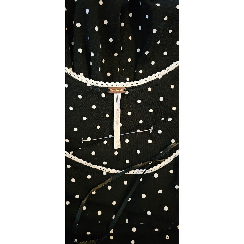 New FREE PEOPLE Two Timin Midi Dress $168 X-SMALL B&W Polka Dot SCOOP BACK
