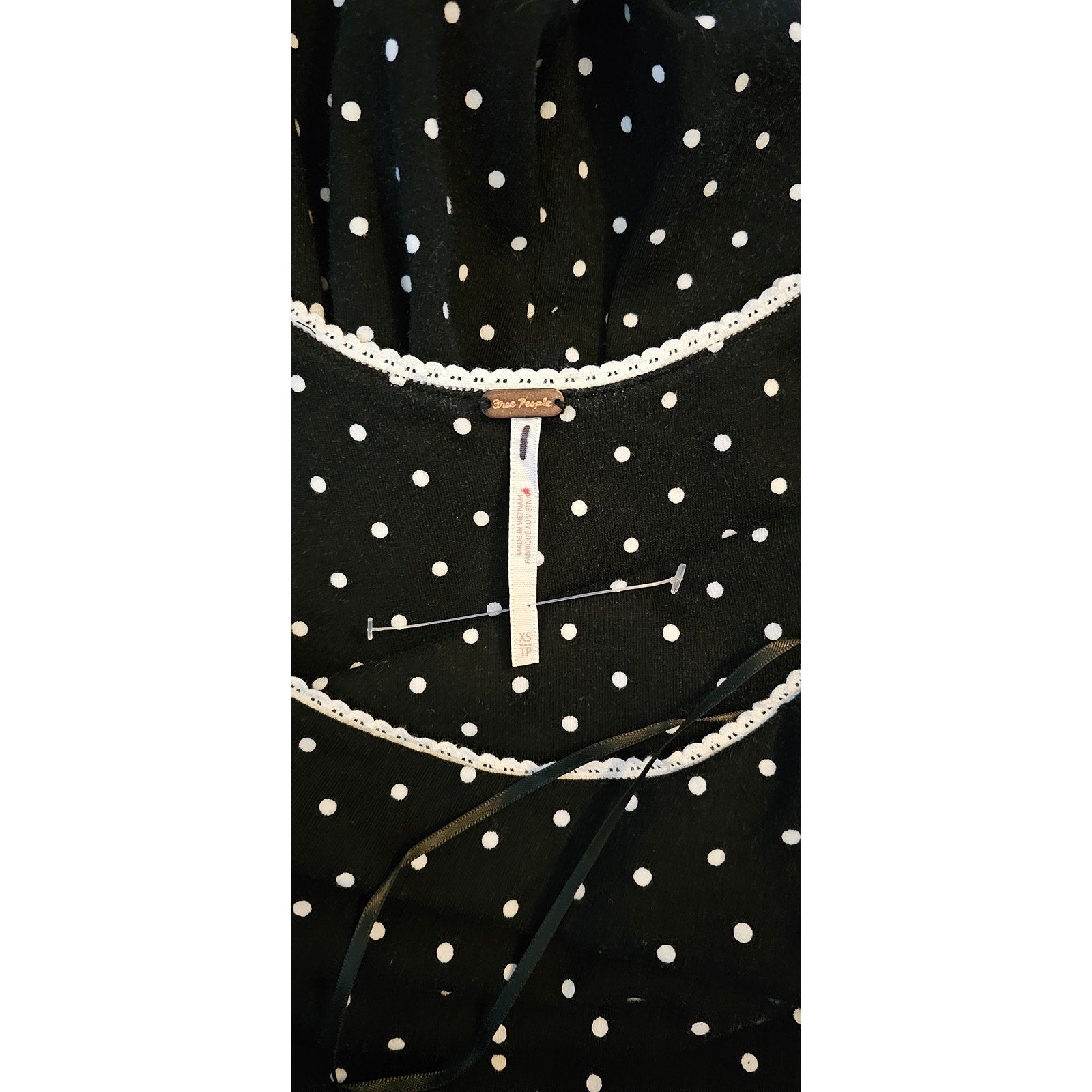 New FREE PEOPLE Two Timin Midi Dress $168 X-SMALL B&W Polka Dot SCOOP BACK