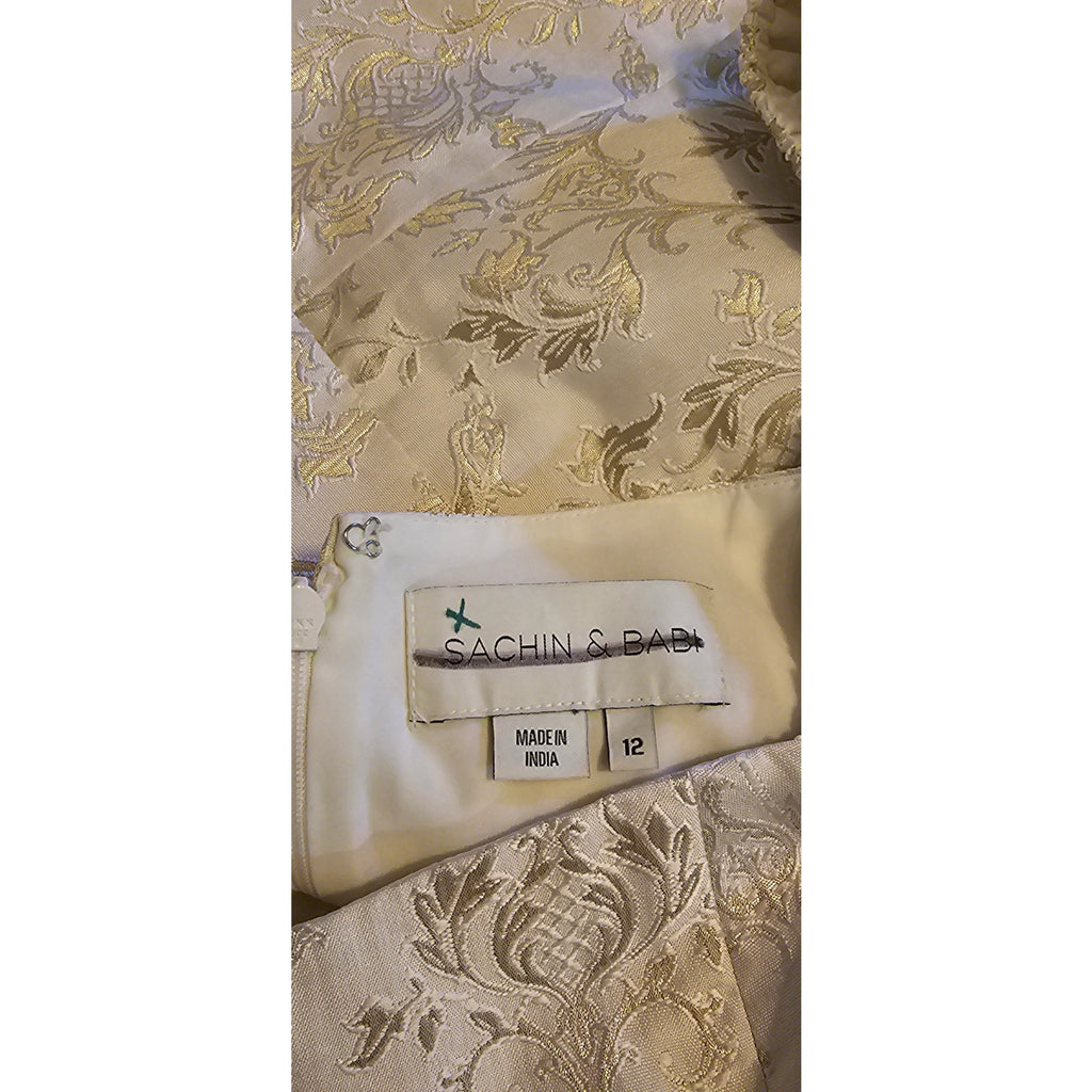 New Anthropologie BHLDN Sachin & Babi Kendal Dress $248 SIZE 12 Ivory & Gold