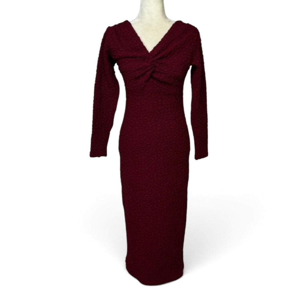 ASTR The Label Textured Knot-Front Off-The-Shoulder Long-Sleeve Midi Dress Anthropologie