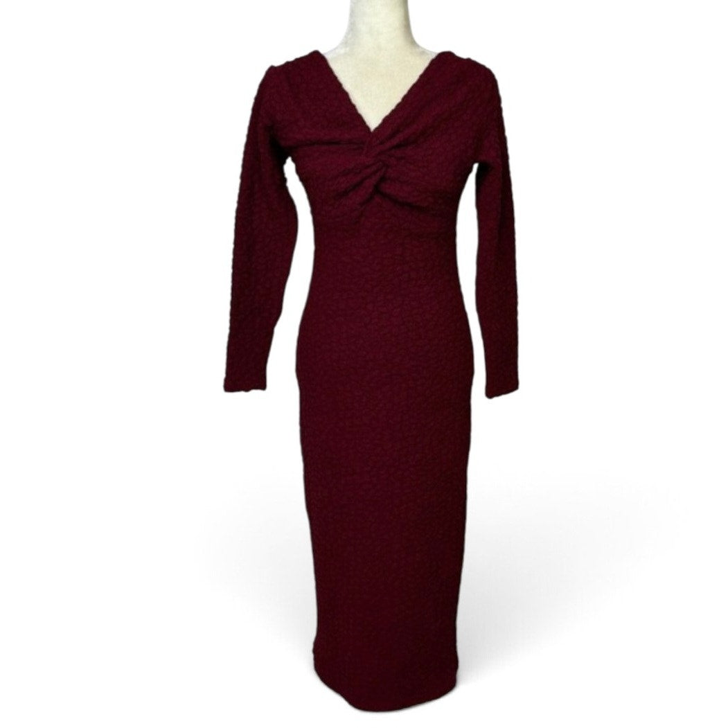 ASTR The Label Textured Knot-Front Off-The-Shoulder Long-Sleeve Midi Dress Anthropologie