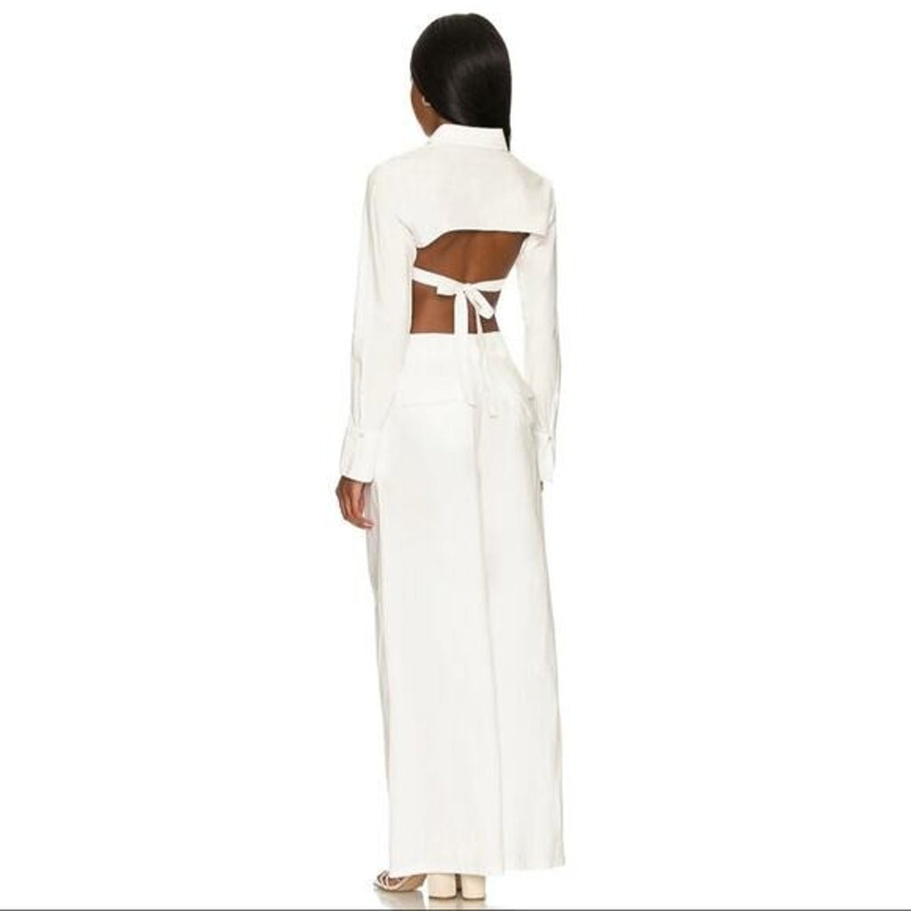 NEW FREE PEOPLE X REVOLVE Ellen Set in Ivory Large Wide Leg Pants