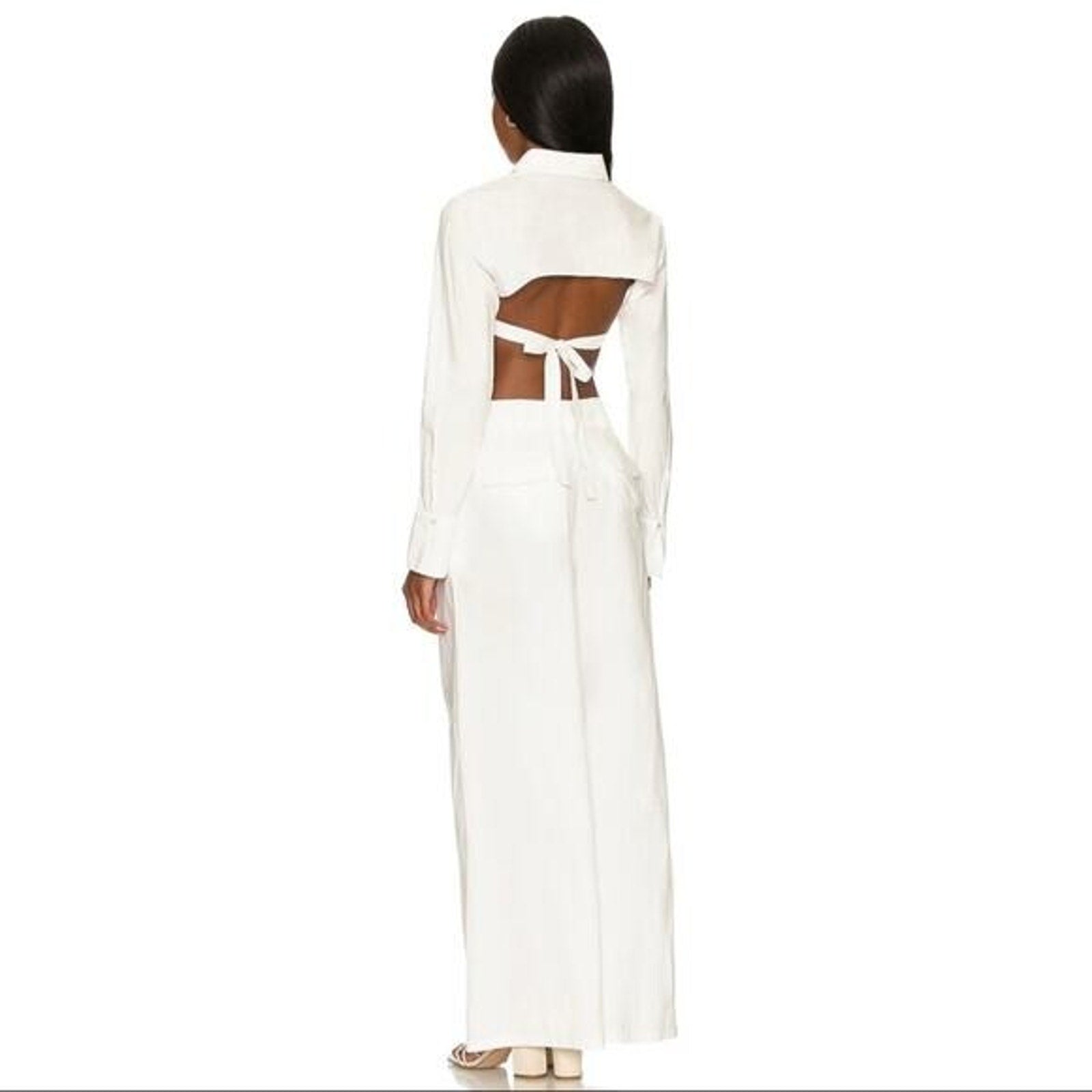 NEW FREE PEOPLE X REVOLVE Ellen Set in Ivory Large Wide Leg Pants