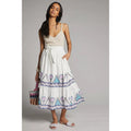 NEW Anthropologie Magda Geo Embroidered Midi Skirt Size XS White