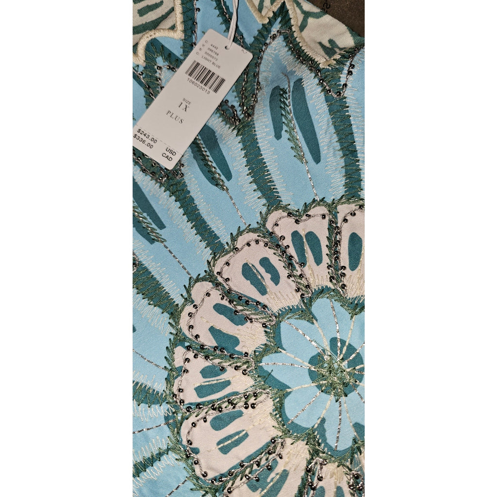ANTHROPOLOGIE Maaji Owen Linen Cutout Dress PLUS 1X Light Blue MAAJI XL Anthropologie
