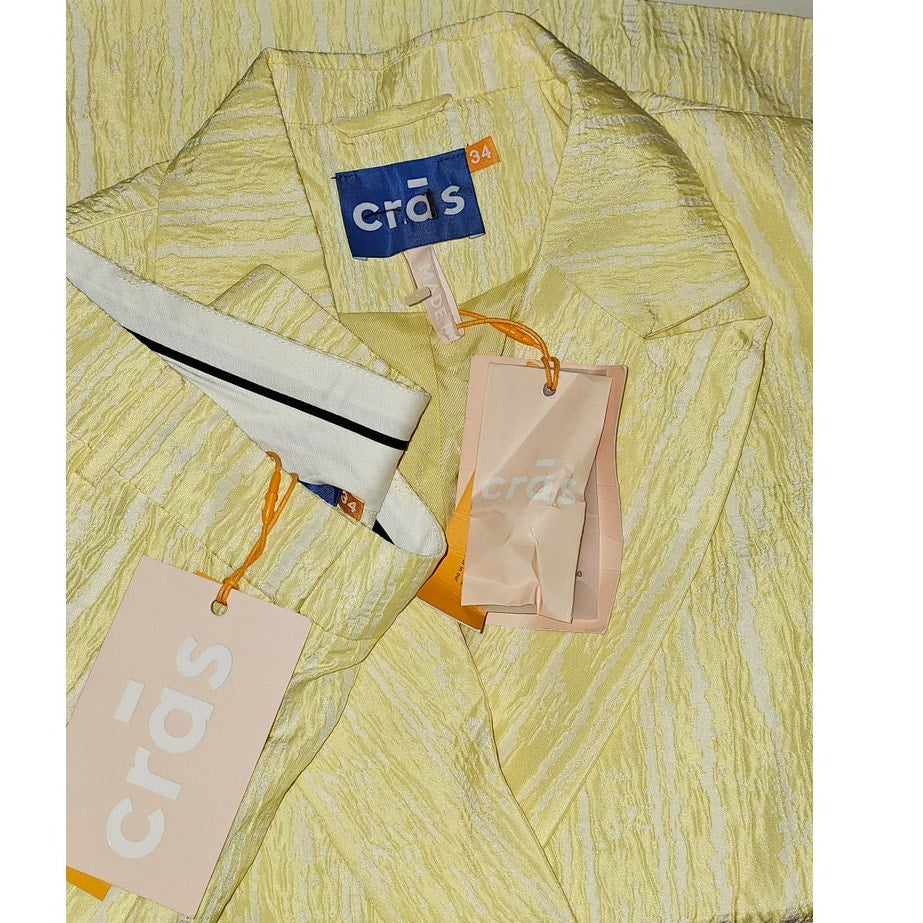 New Free People x Cras Sadie Blazer Suit and Shorts Set $438 SIZE 34 US 4 Yellow