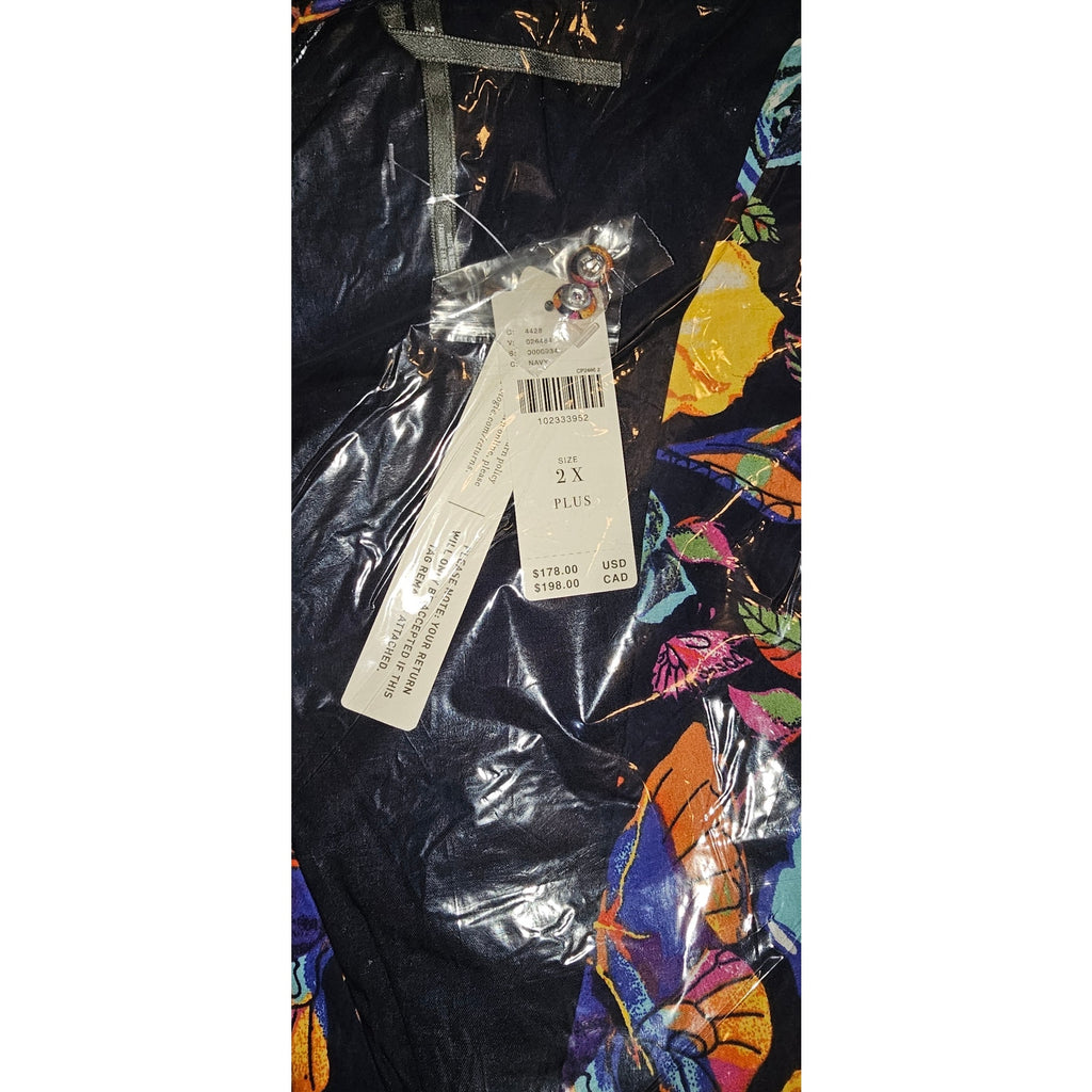 ANTHROPOLOGIE Katerina Button-Front Floral Midi Dress PLUS 2X Navy Anthropologie