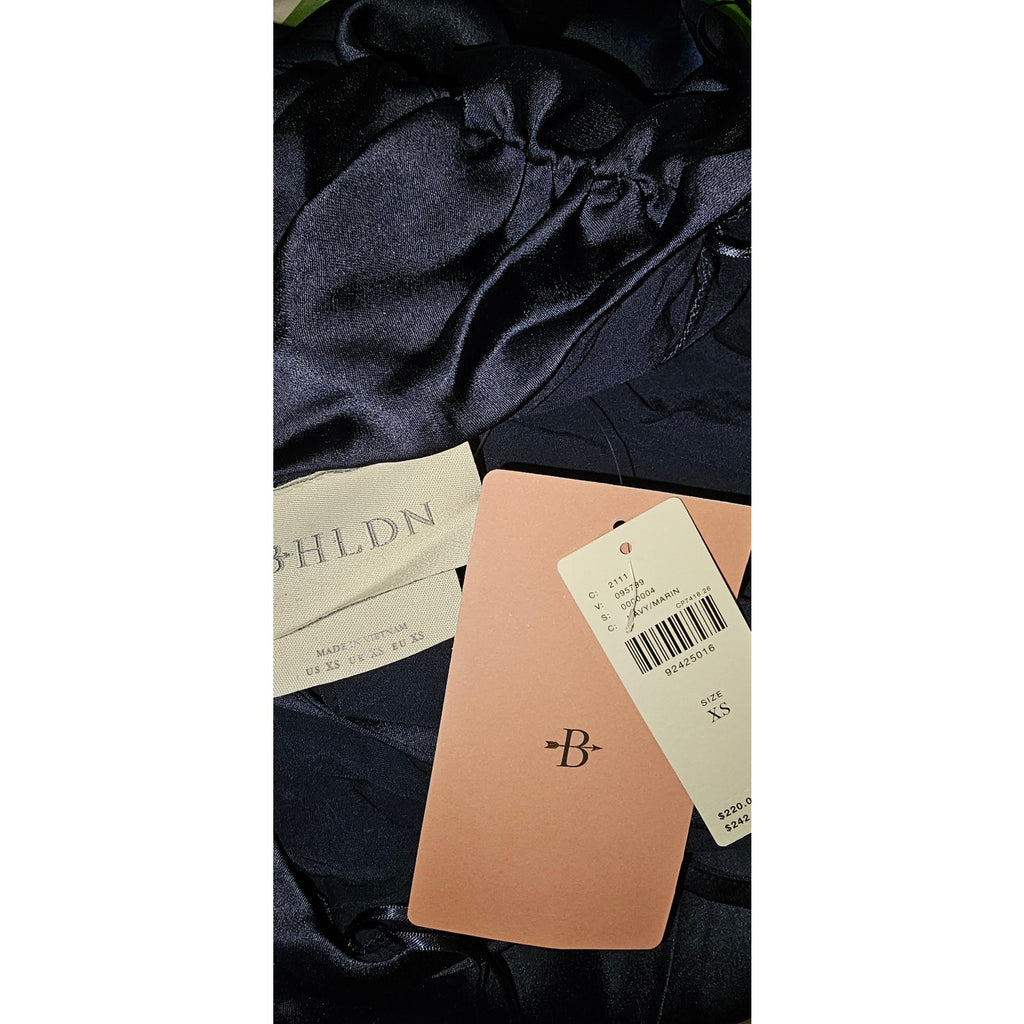 Anthropologie BHLDN Saylor Cowl-Neck Satin Halter Maxi Dress XS Navy Anthropologie
