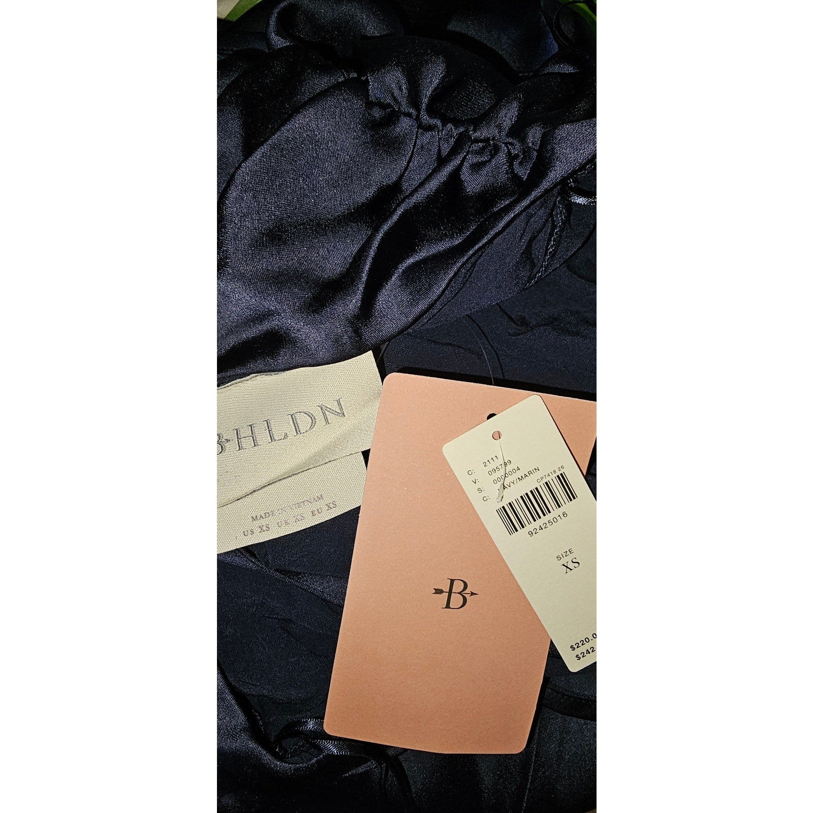 Anthropologie BHLDN Saylor Cowl-Neck Satin Halter Maxi Dress XS Navy Anthropologie