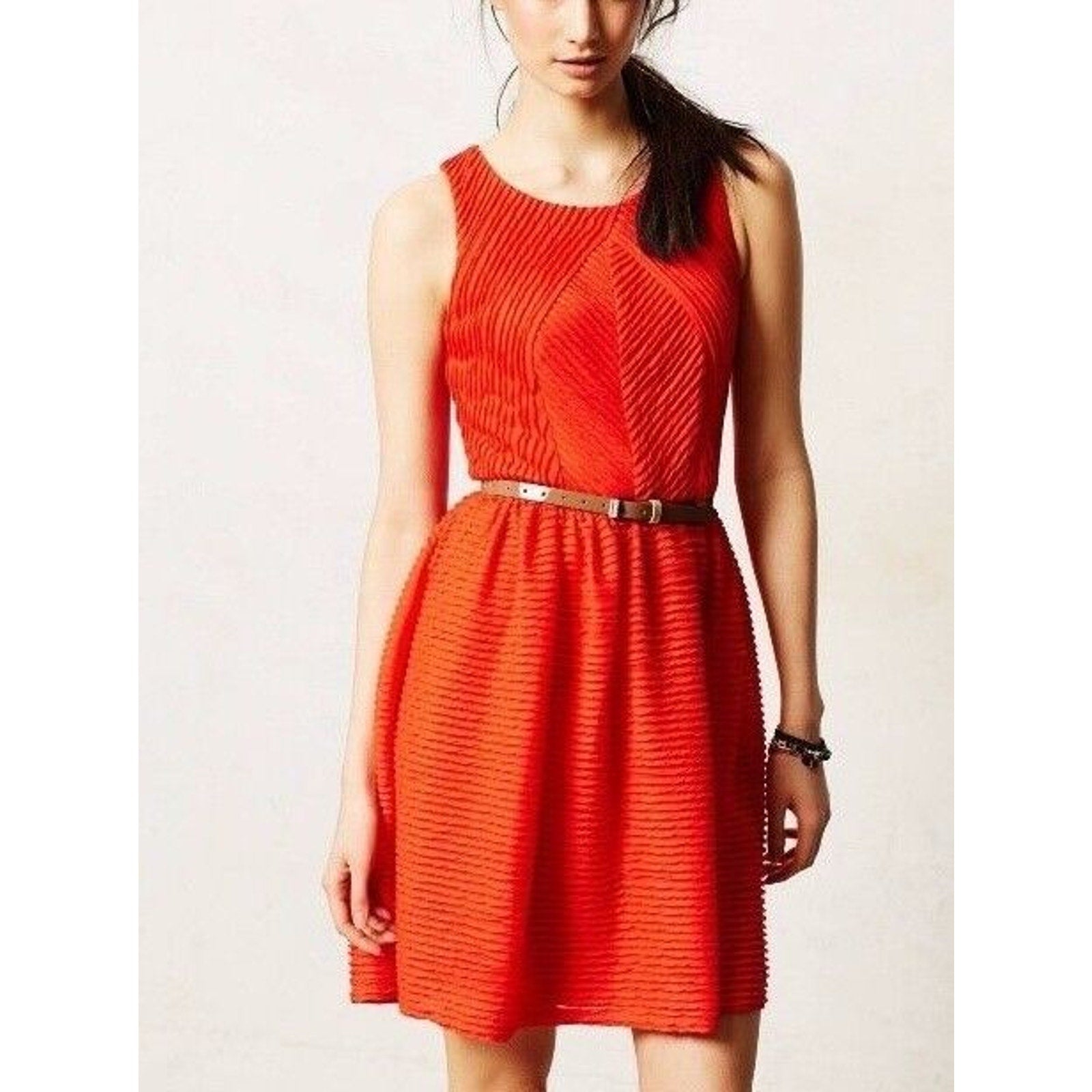 New Anthropologie x Bordeaux Textured Tank Mini Dress by $138 SMALL Red