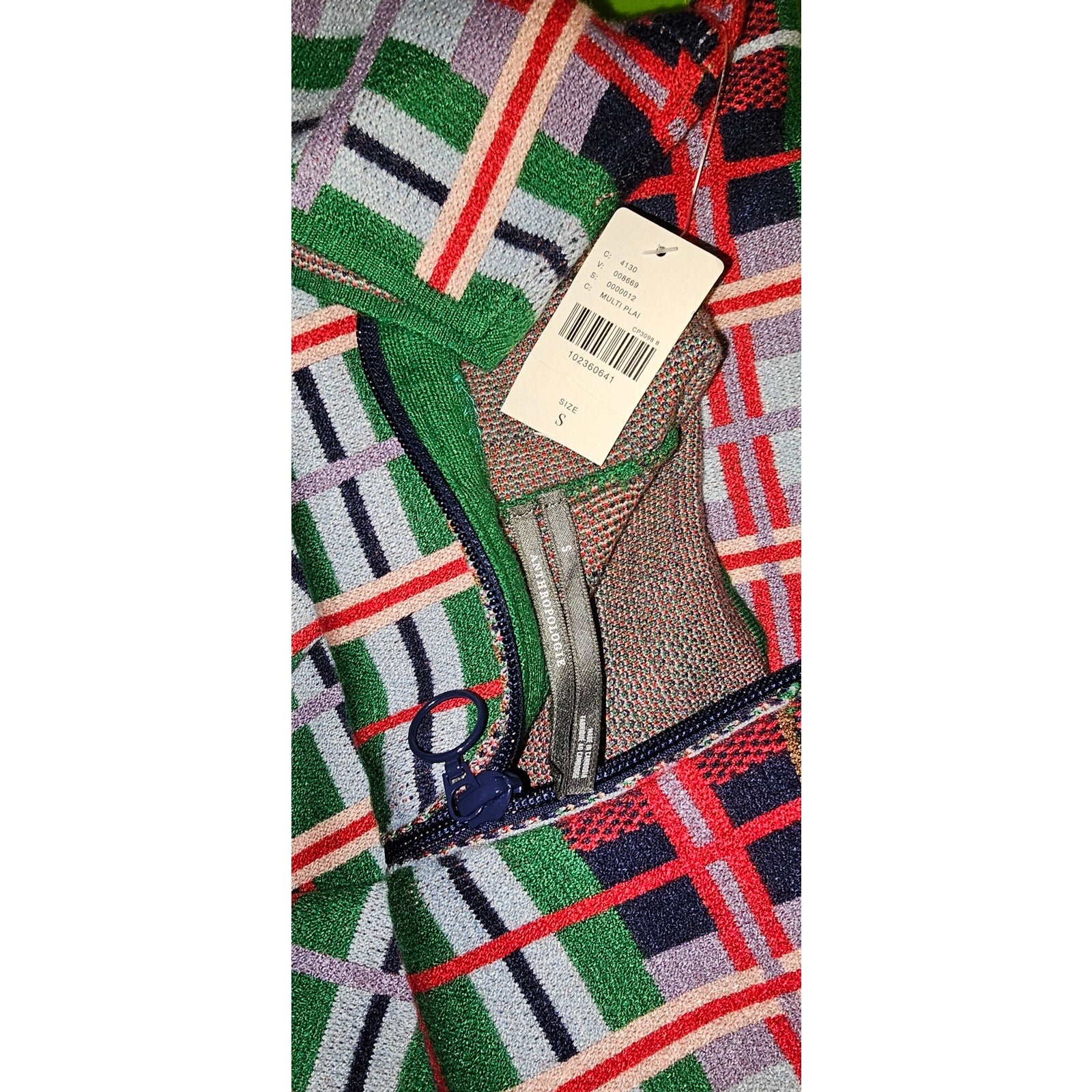 By Anthropologie Mock-Neck Short-Sleeve Mini Shift Dress Small Multi Plaid Anthropologie