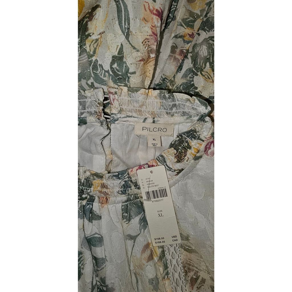 Anthropologie Pilcro Short-Sleeve Mock-Neck Ruffle Mini Dress $168 X-LARGE