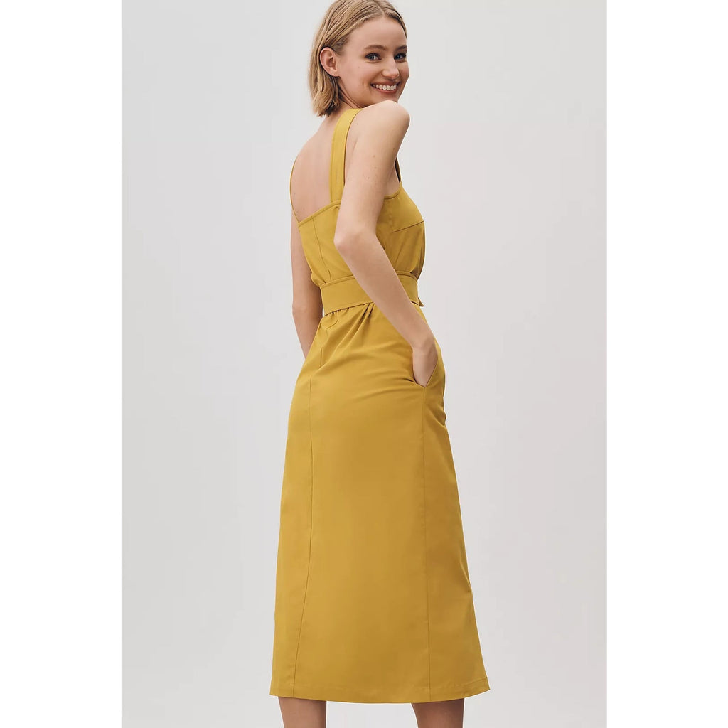 Anthropologie Mare Mare Belted Utility Midi Trench Dress SMALL Lt Green Anthropologie