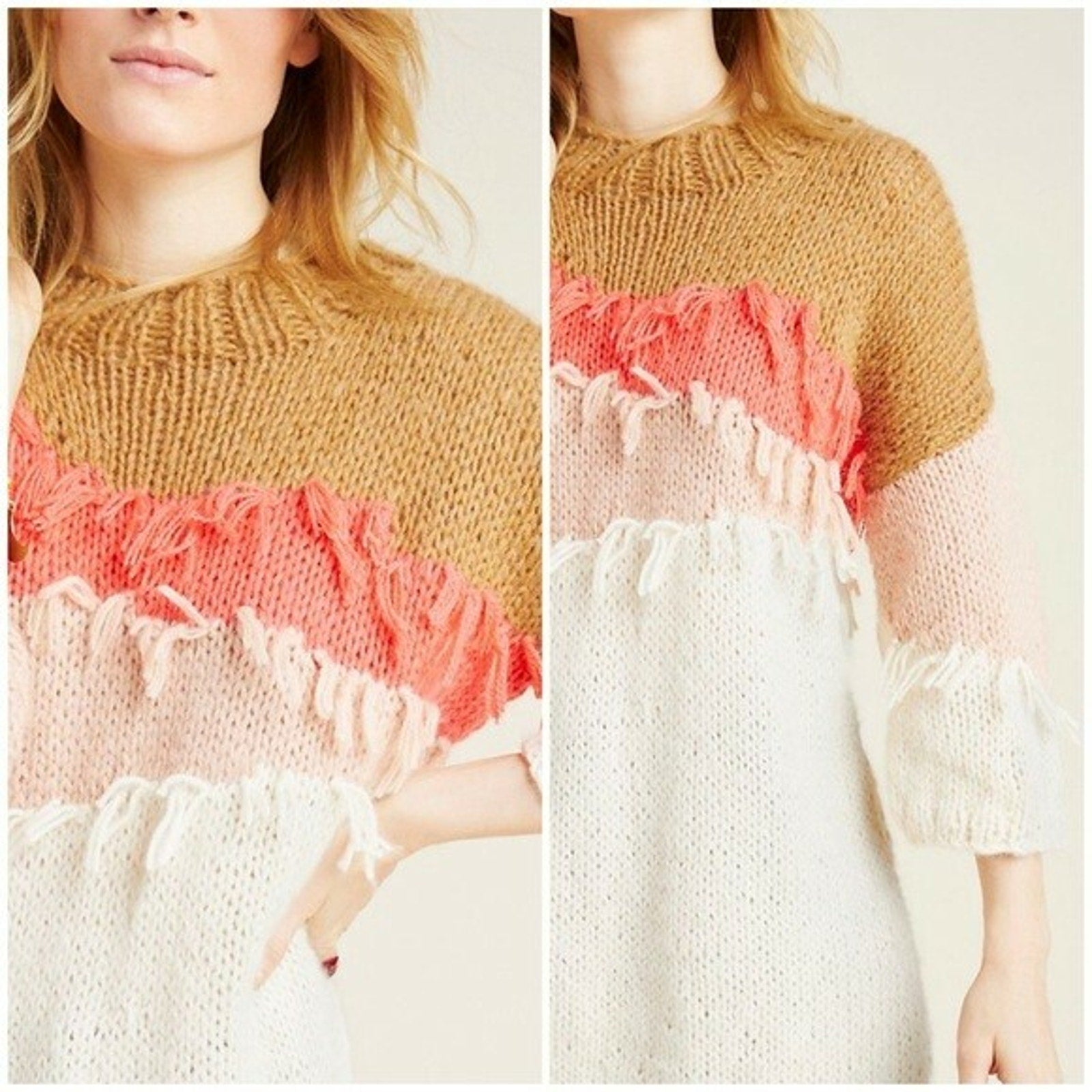 New Anthropologie $298 Vero Alfie Hand Knit Marlene Tunic Sweater Small Tunix
