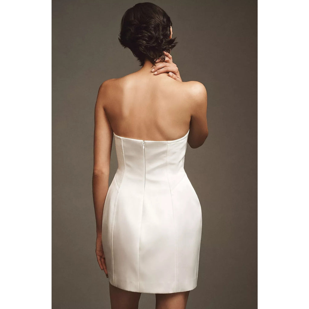 Anthropologie BHLDN Clean Lines Strapless Mini Dress MEDIUM Ivory Anthropologie