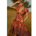 New By Anthropologie Printed V-Neck Babydoll Dress $170 SIZE 6 Red Floral