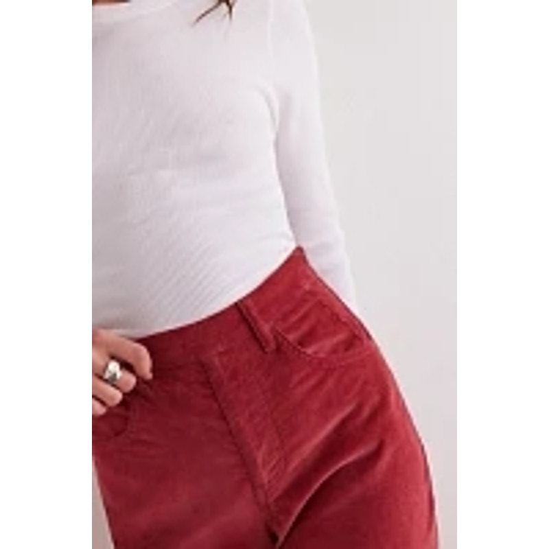 New FREE PEOPLE CRVY Karma Cord Flare Jeans WTF $128 XXL Red Dahlia
