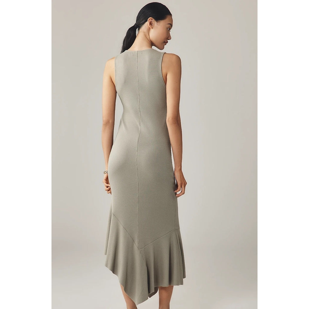 Anthropologie Camel Sleeveless V-Neck Midi Dress