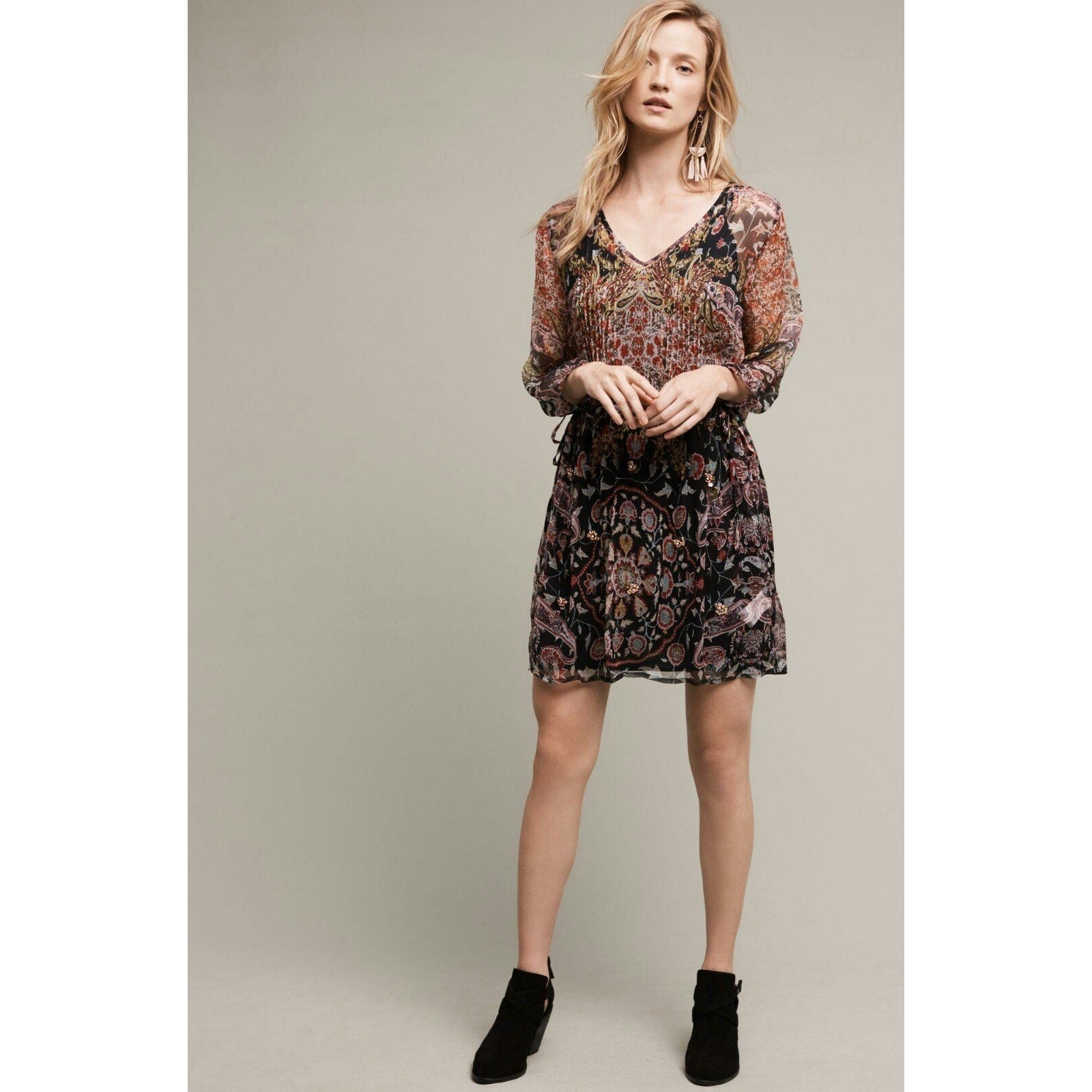 NEW Anthropologie HD In Paris $148 Multicolor Lily Ruffle Tunic Size Small