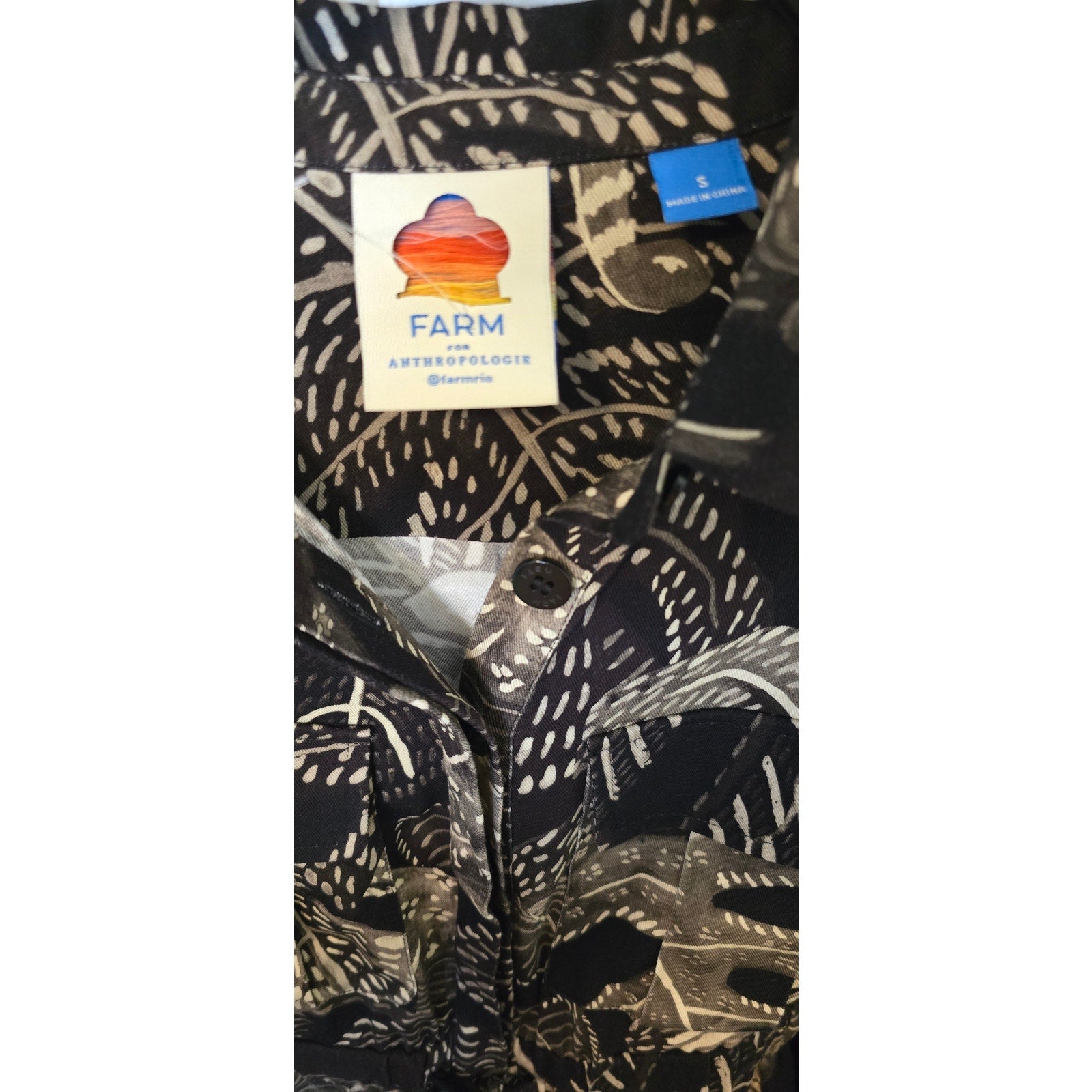 FARM for ANTHROPOLOGIE Tropical Print Jumpsuit Coverall ELASTIC WAIST Small FARM Rio