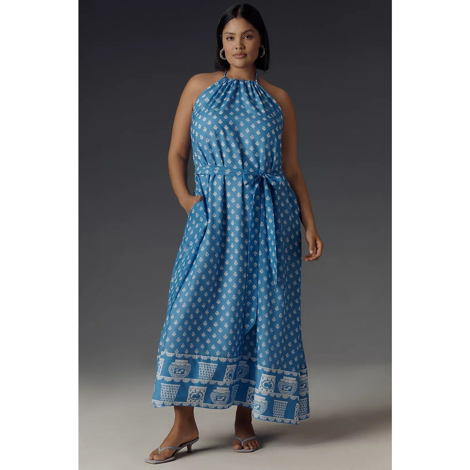 Anthropologie Rachel Antonoff Rainey Halter Maxi Dress PLUS 3X Blue Anthropologie