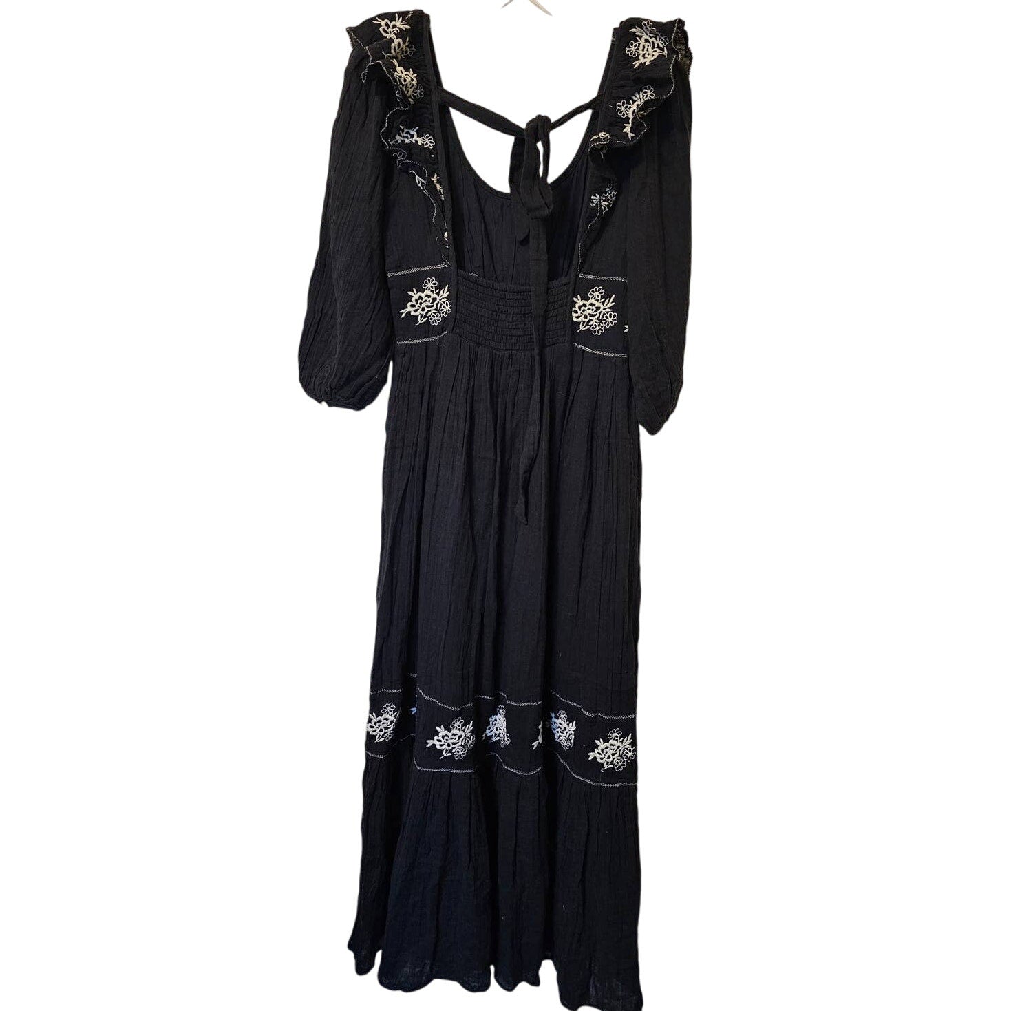 New Free People Lovers Lane Maxi Dress $168  X-SMALL Embroidered Black Floral