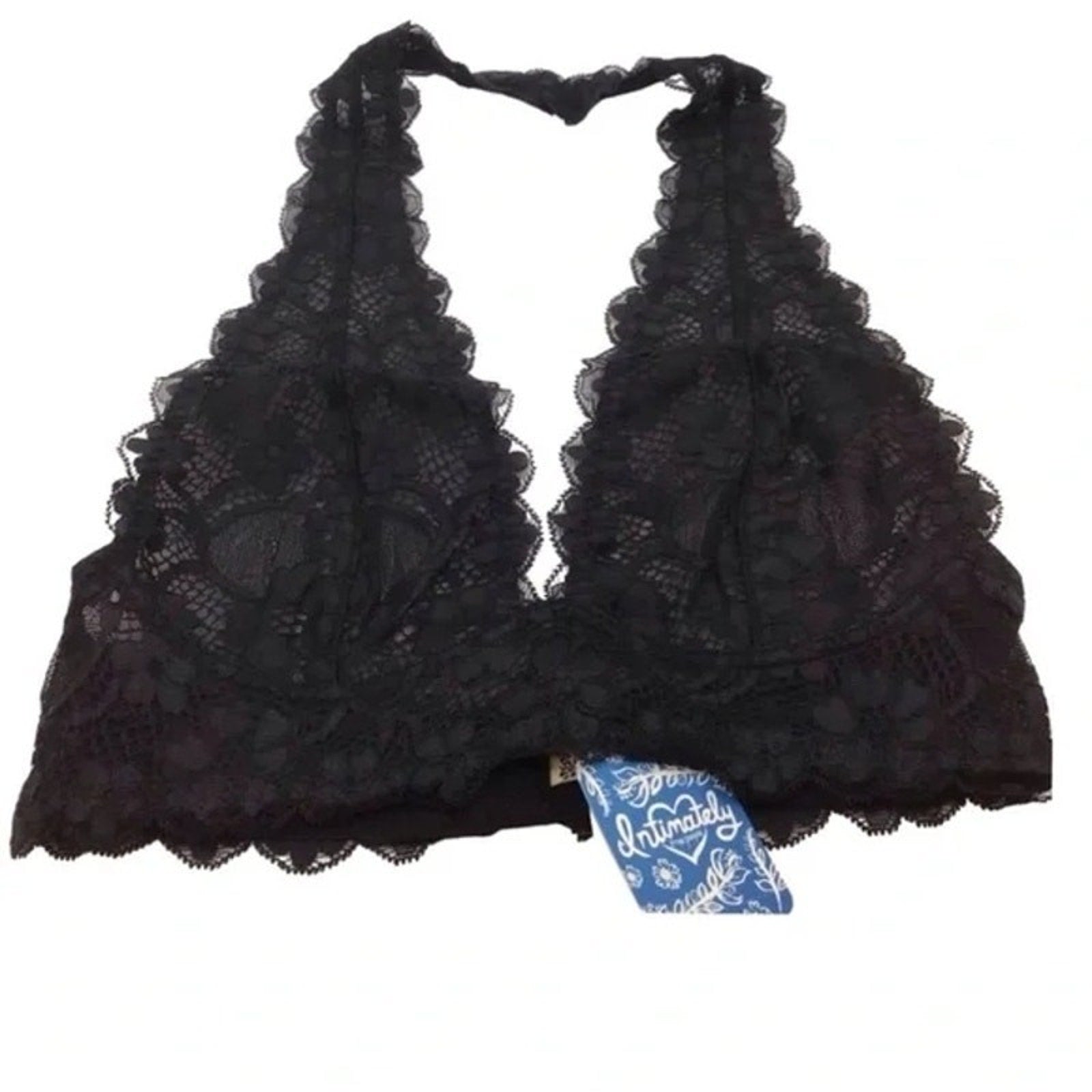 New Free People Galoon Lace Halter Bra $38 Black Sz X-Small