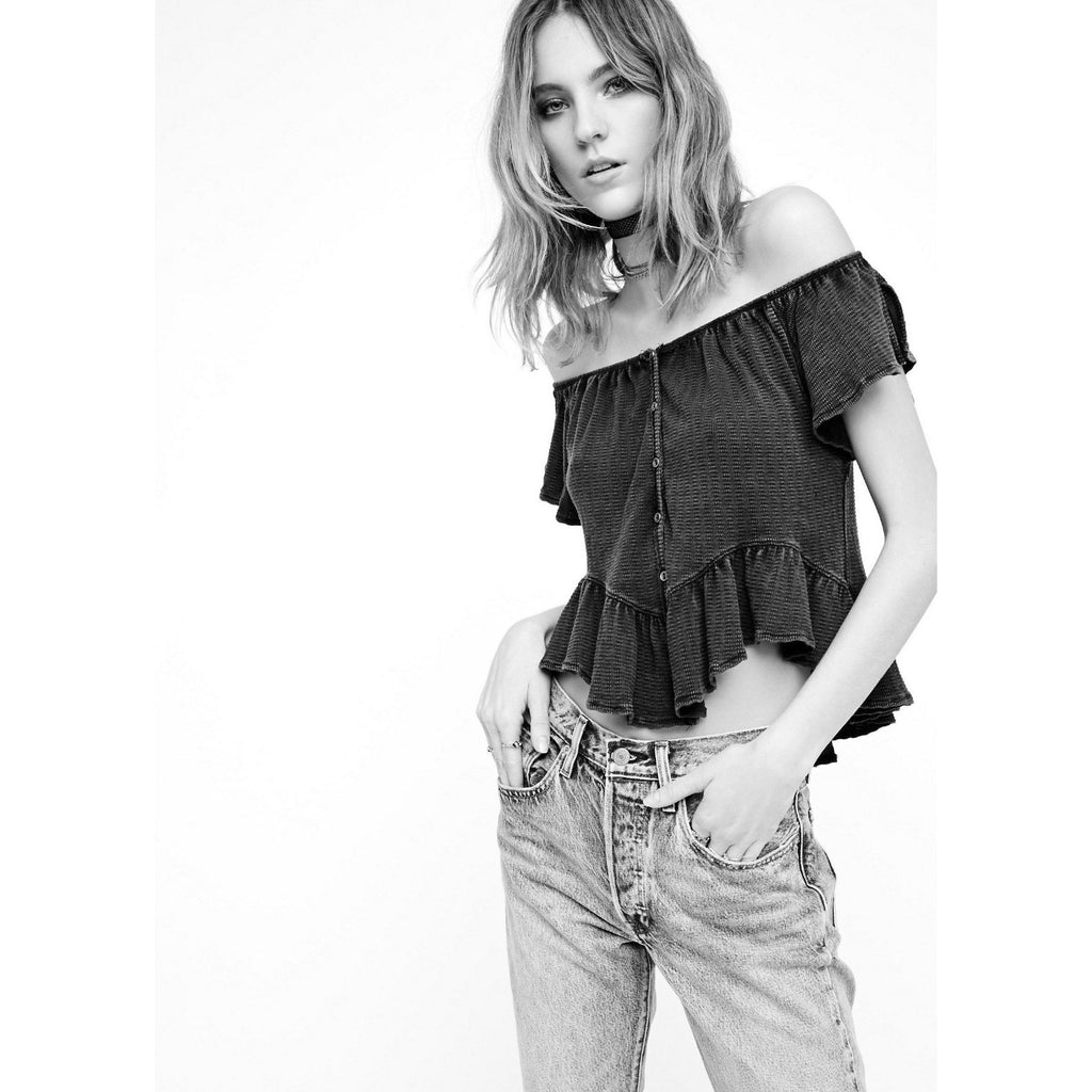 NEW Free People Women's Mint Julep Off the Shoulder Top $68 Black Size XS Top