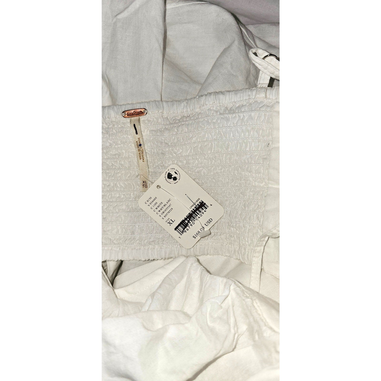 New Free People Danelle Crop Top Wide-Leg Pants Set $168 X-LARGE White Trousers