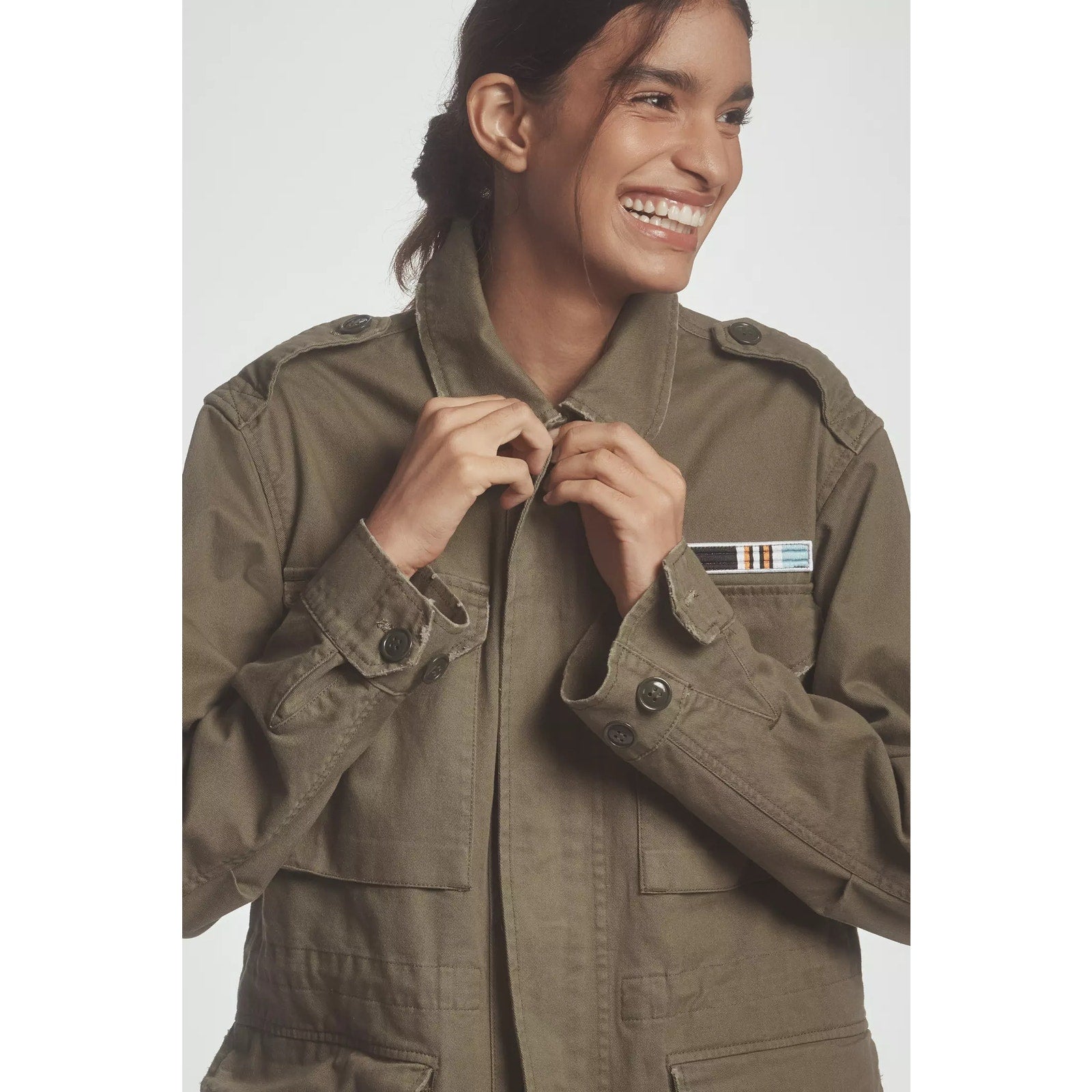 New Anthropologie by Pilcro Cotton Utility Jacket $178 X-Small (S) Olive Green