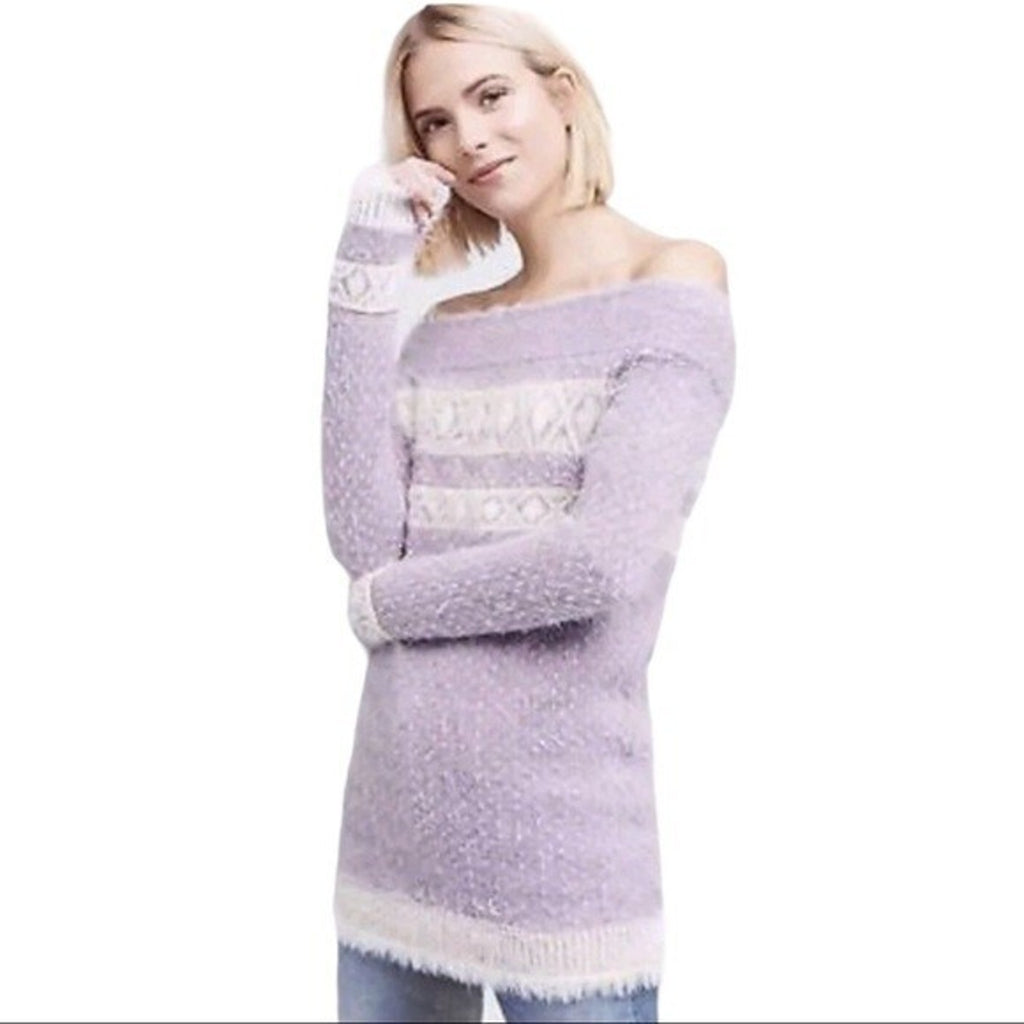 New Anthropologie by Sleeping on Snow Faroe Fair Isle Eyelash Sweater $118 Sz S