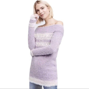 New Anthropologie by Sleeping on Snow Faroe Fair Isle Eyelash Sweater $118 Sz S