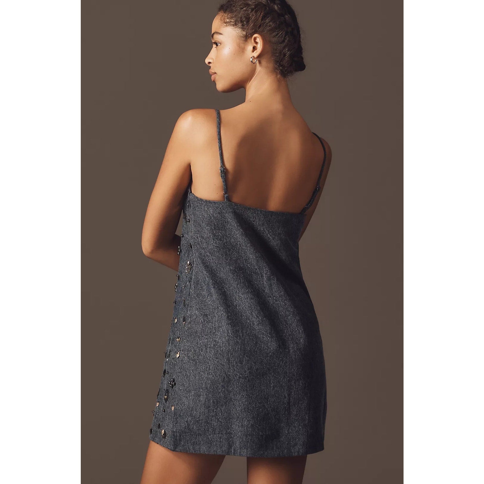 New Anthropologie Dhruv Kapoor Embellished Cutout Mini Dress $228 SMALL Blue