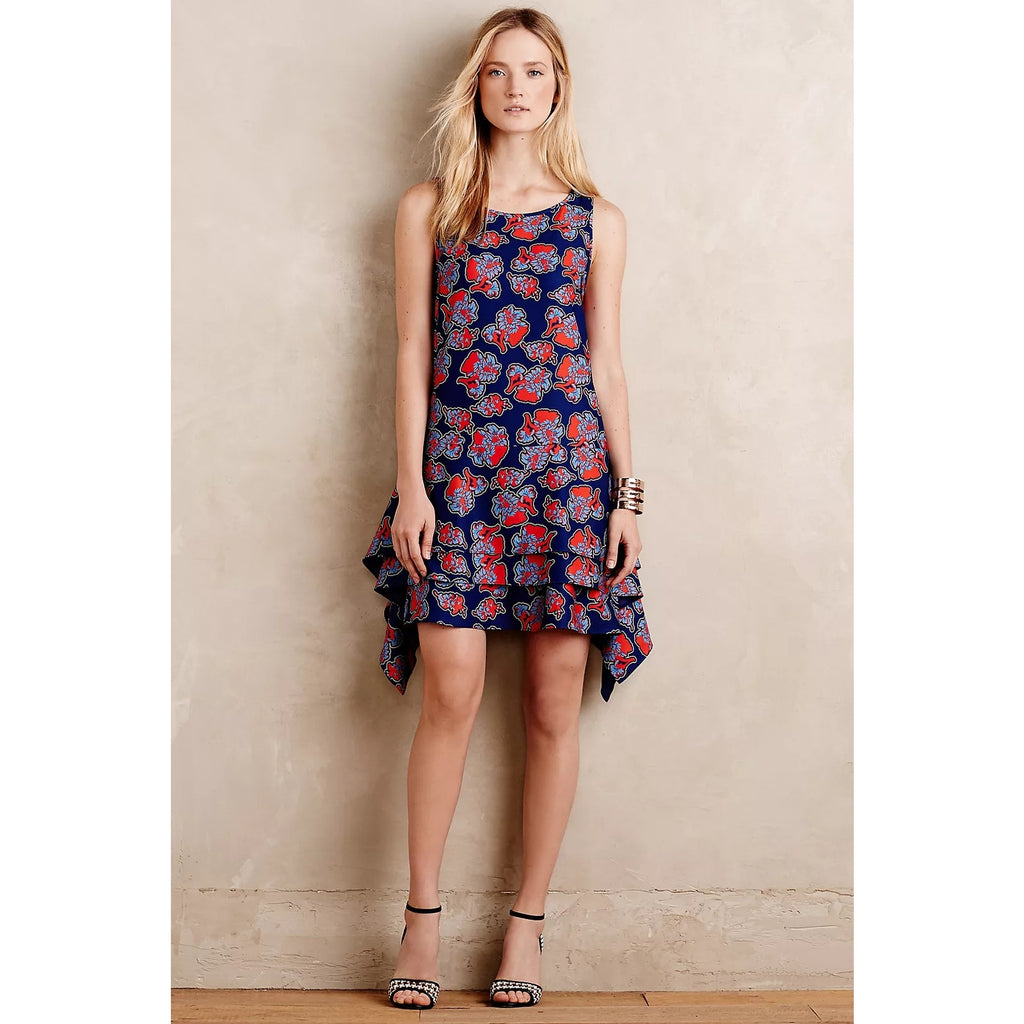New Anthropologie Peter Som x Made In Kind Sintra Mini Dress Size 2 Blue